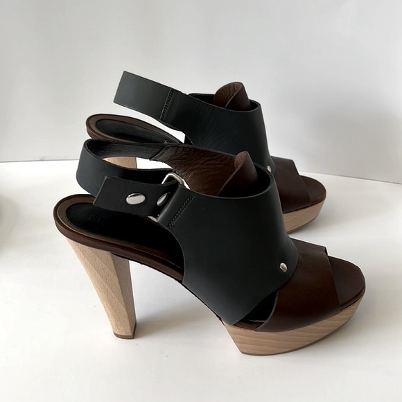 Marni Colorblock Leather Slingback Wood Platform Sandals, size: EU 40 US10 - Picture 6 of 12